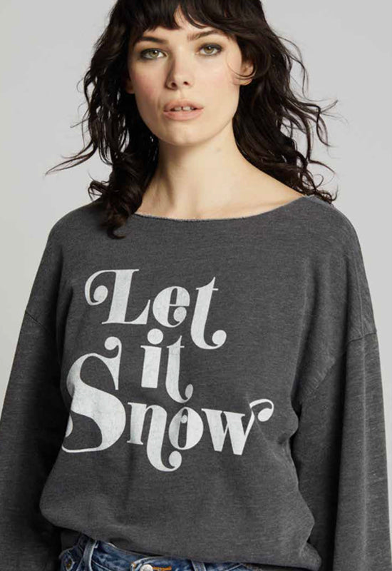 Recycled Karma - Let It Snow Bell Sleeve Graphic Top Black