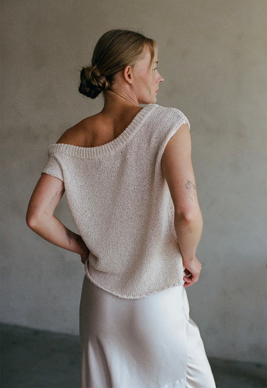 One Side Off the Shoulder Top - Oatmeal