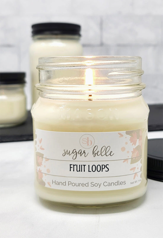 Sugar Belle Candles - Fruit Loops Mason Candle 8oz