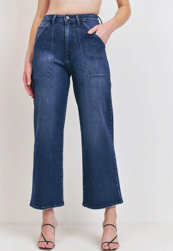 Just Black - Cargo Pocket Wide Leg Jean Dark Wash