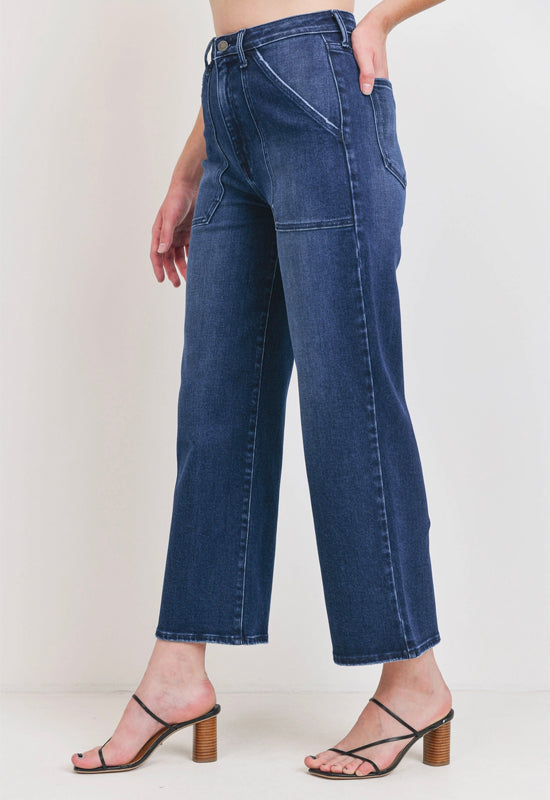 Just Black - Cargo Pocket Wide Leg Jean Dark Wash