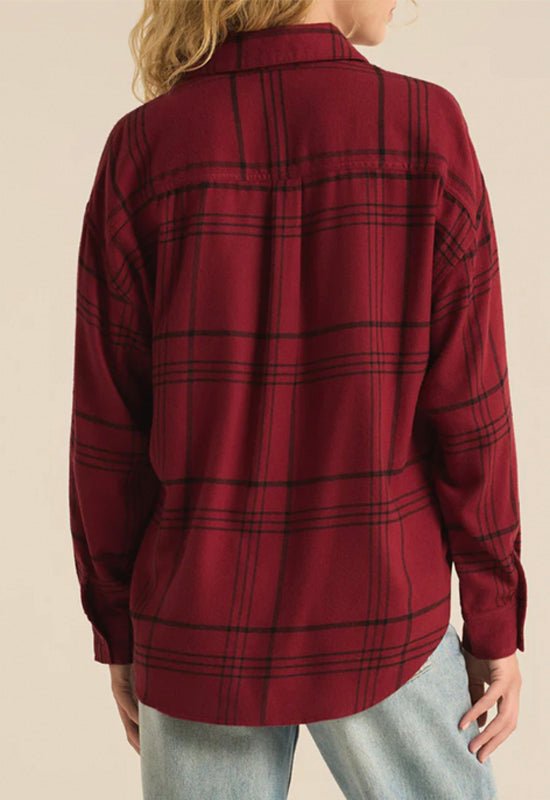 Z Supply - River Plaid Button Up Red Dahlia