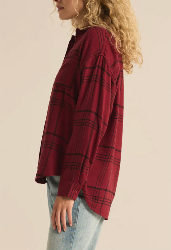 Z Supply - River Plaid Button Up Red Dahlia