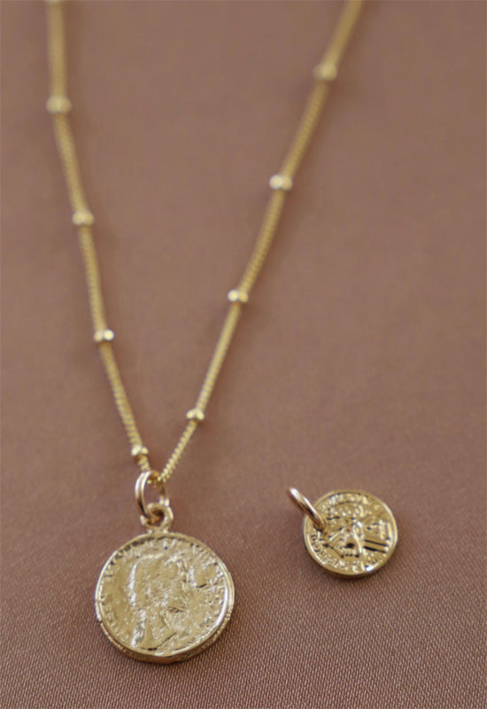 Coin Charm Necklace - Gold Filled