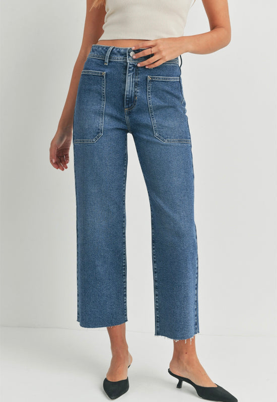 Just Black - High Rise utility Wide Leg Jean Medium Denim