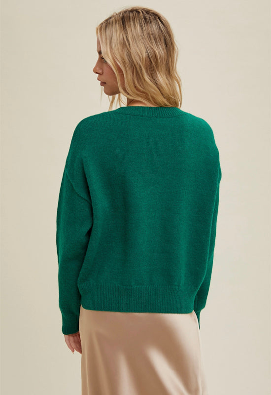 Merry Fluffy Sweater - Green White