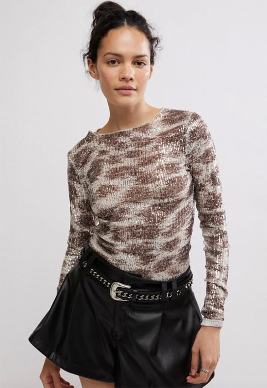 Free People - Printed Gold Rush Long Sleeve Top Alabaster Combo