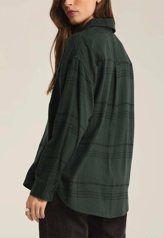 Z Supply - River Plaid Button Up Cyprus Green