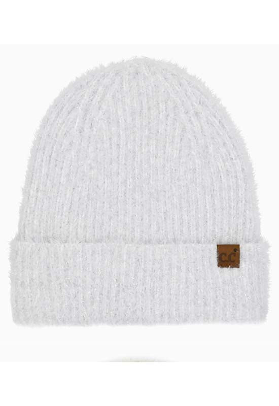 CC Beanie - Metallic Eyelash Cuff Beanie Ivory