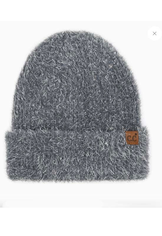 CC - Metallic Eyelash Beanie Grey