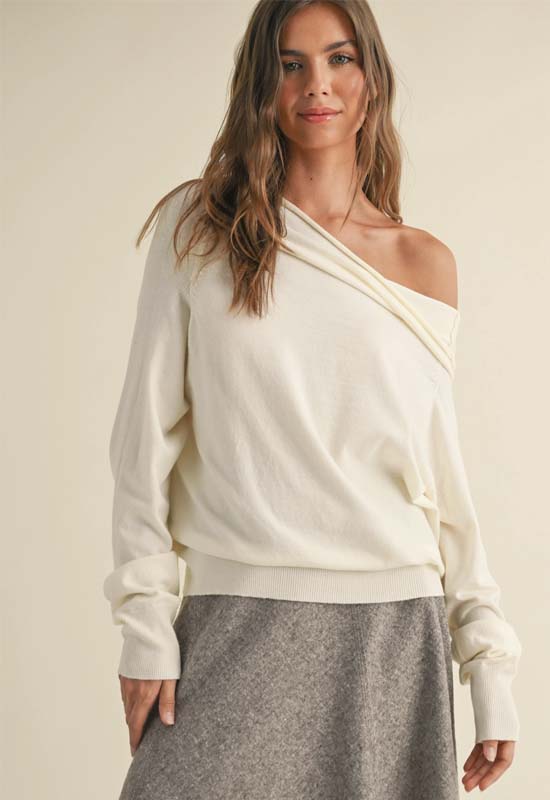 Off Shoulder Knitted Top - Cream