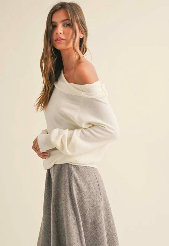 Off Shoulder Knitted Top - Cream