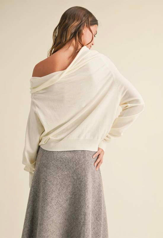 Off Shoulder Knitted Top - Cream