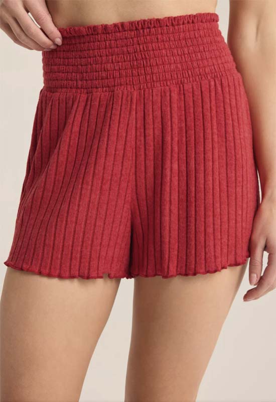 Z Supply - Dawn Smocked Rib Short Red