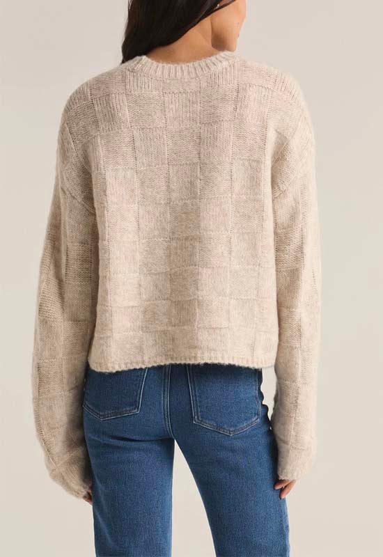 Z Supply - Delilah Check Sweater Light Oat Heather