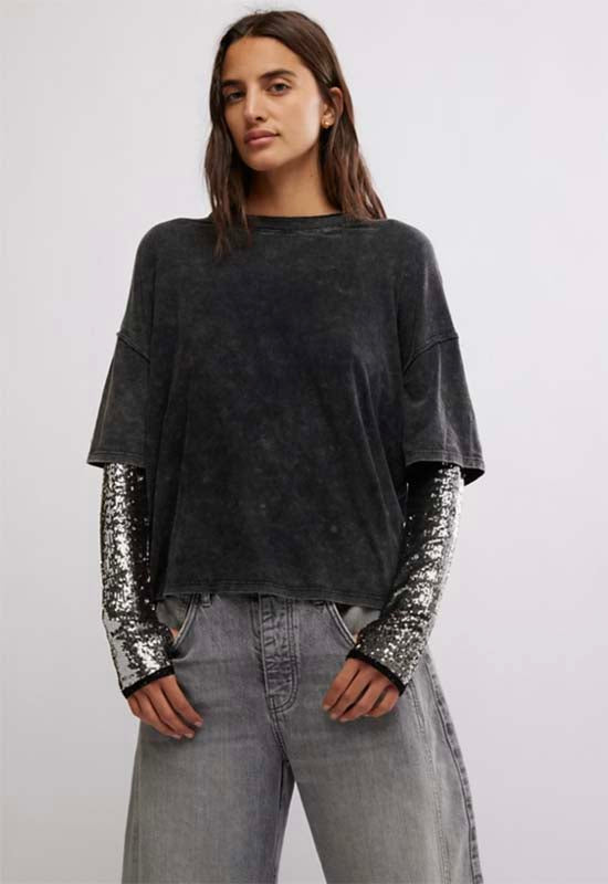 Free People - Nellie Sequin Twofer Black