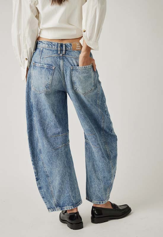 Free People - Good Luck Mid Rise Barrel Jean Ultra Light Beam