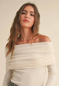 Off Shoulder Sweater Top - Cream