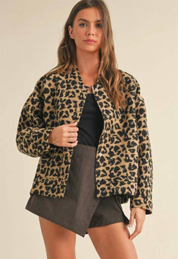 Short Leopard Fur Jacket - Leopard Print