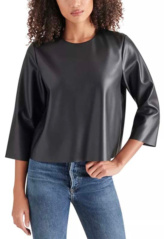 Steve Madden - Dee Faux Leather Top Black