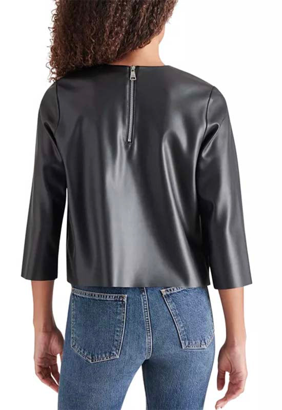 Steve Madden - Dee Faux Leather Top Black