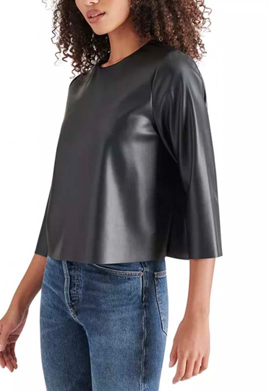 Steve Madden - Dee Faux Leather Top Black