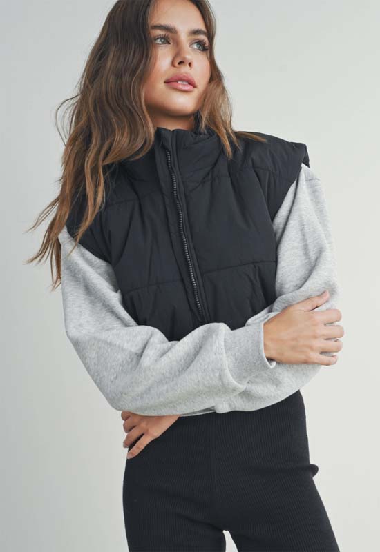 Short Puffer Vest - Black