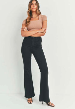 Just Black - High Rise Clean Bell Bottom Jean Black