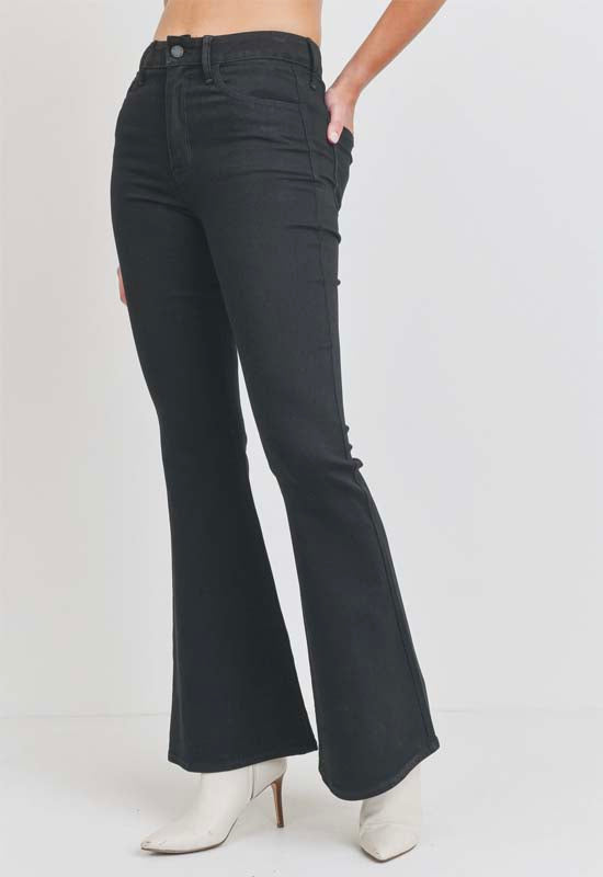 Just Black - High Rise Clean Bell Bottom Jean Black