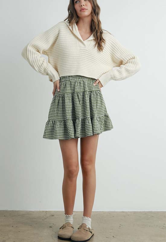 V-Neck Collared Sweater - Cream