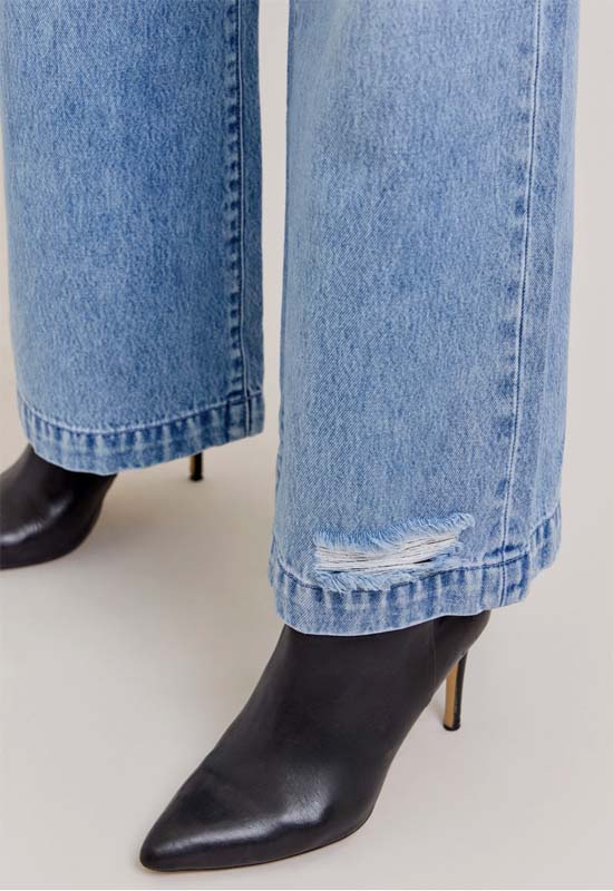 Hidden - Nori High Rise Extra Wide Belted Jean Light Denim