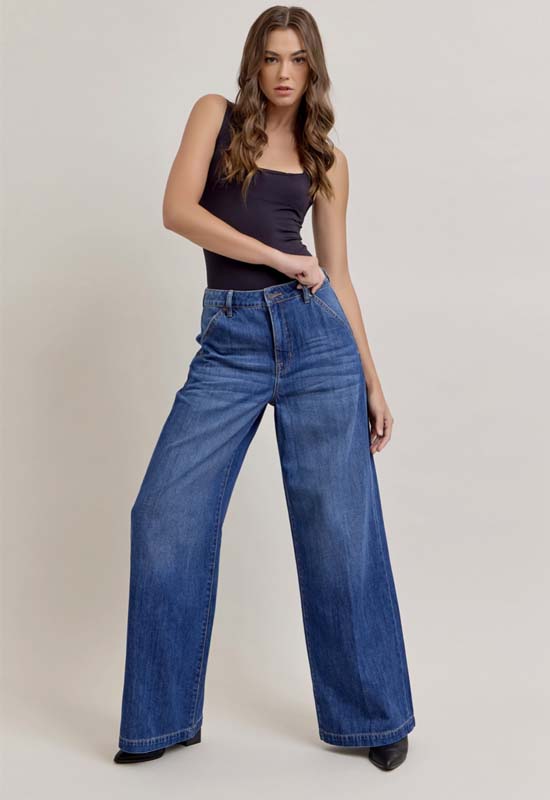 Hidden - Nori Wide Leg Trouser 31" Rise Dark Denim