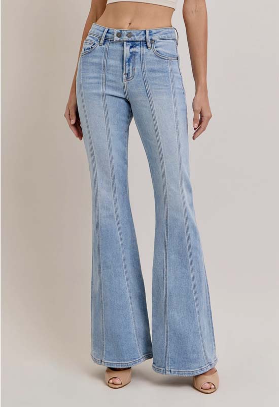 Hidden - Happi Moto Flare Jean 33" Inseam Medium Light Wash