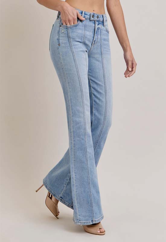 Hidden - Happi Moto Flare Jean 33" Inseam Medium Light Wash