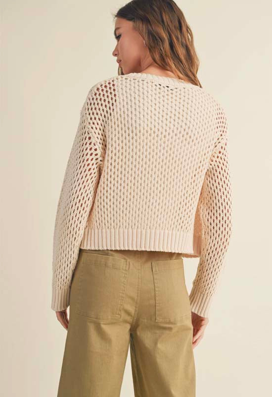 Button Down Cardigen Sweater - Beige