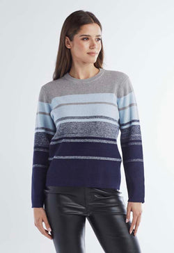 Red Haute - Crew Neck Blue Stripe Sweater