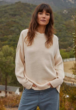 Long Sleeve Chunky High Neck Sweater - Natural