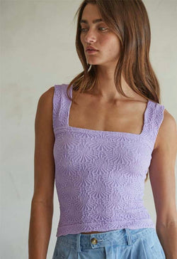 Seamless Jaquard Tank Top - Violet Tulip