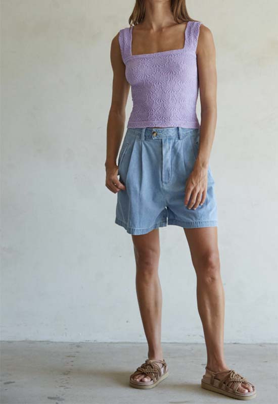 Seamless Jaquard Tank Top - Violet Tulip