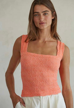 Seamless Jaquard Tank Top - Coral