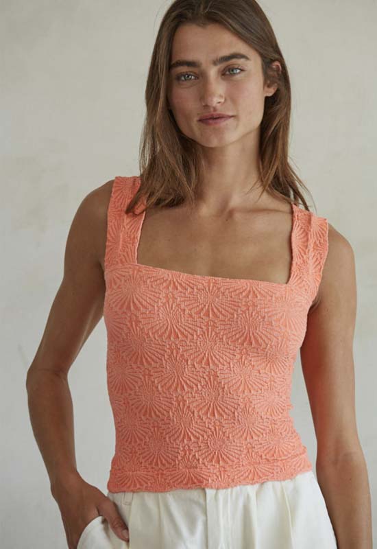 Seamless Jaquard Tank Top - Coral