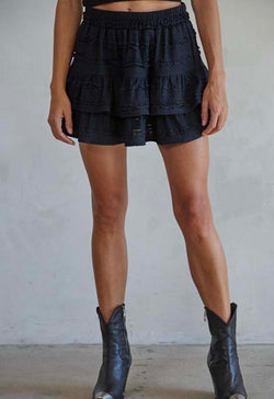 Ruffled Mini Skirt - Black