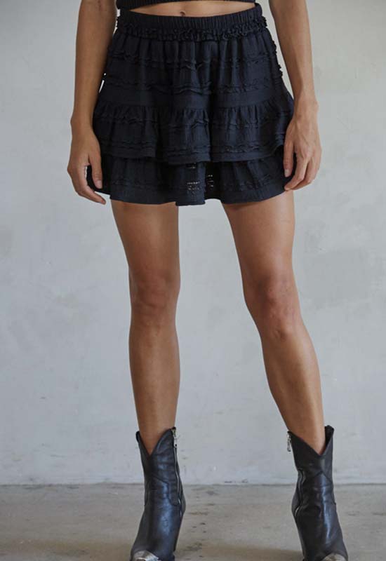 Ruffled Mini Skirt - Black