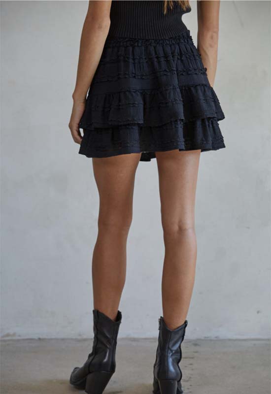 Ruffled Mini Skirt - Black