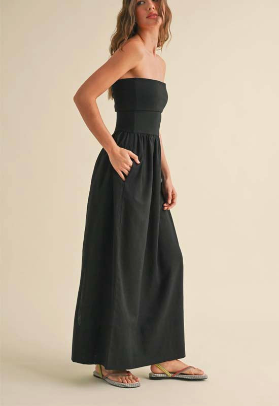 Knitted Top Combo Dress - Black Tan L Knitted Top Combo Dress - Black Tan L