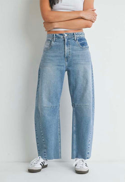 Just Black - Barrel Jean with Seams Light Denim