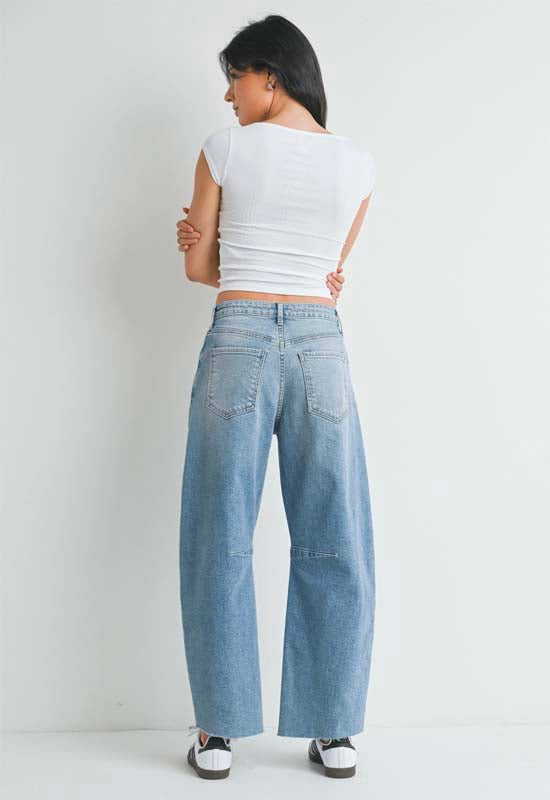 Just Black - Barrel Jean with Seams Light Denim