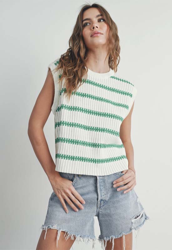 Sleeveless Sweater Top - Ivory Green