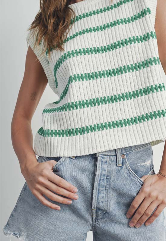 Sleeveless Sweater Top - Ivory Green