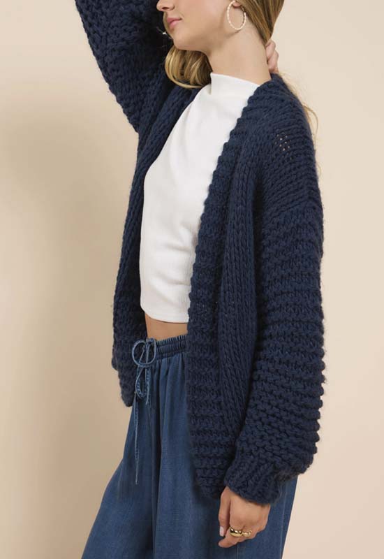 Sadie & Sage - Heart Cardi Navy White Heart